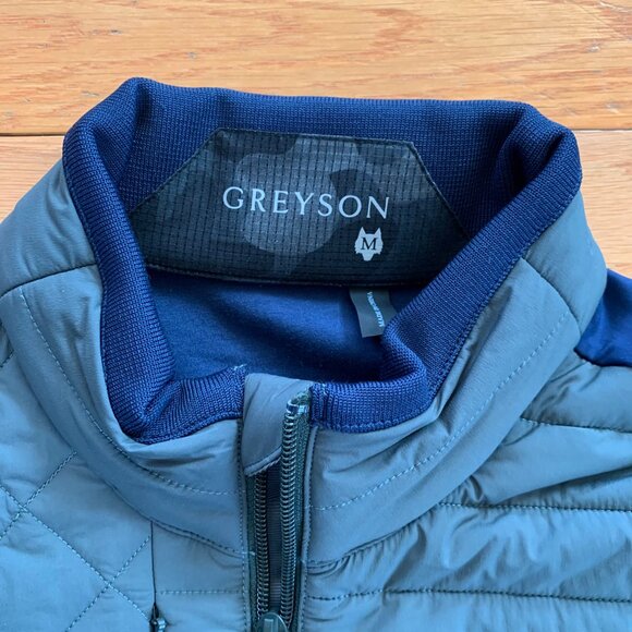 Greyson Yukon Hybrid Full Zip Midlayer Jacket Mens M Quilted Golf Blue Gray - Picture 4 of 12